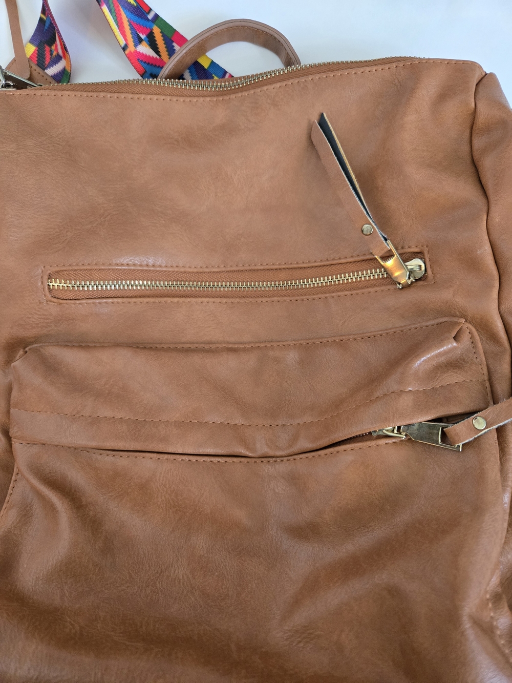 Faux Carmel Leather Convertible Backpack Purse - So Soft and Versatile Unisex - Picture 8 of 12